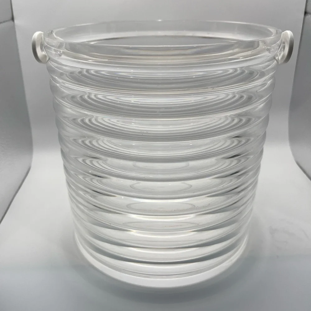 Vintage 70s Clear Acrylic Ice Bucket MCM Made in USA